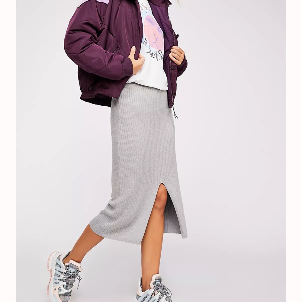 Free people gray knit skirt